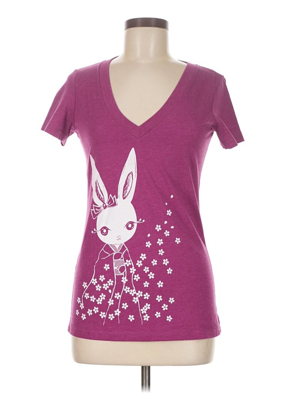 Kawaii kimono bunny slim fit hot pink tee - Picture 2 of 5